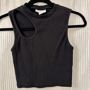 TOPSHOP Black Asymmetrical Cut-Out Crop Tank